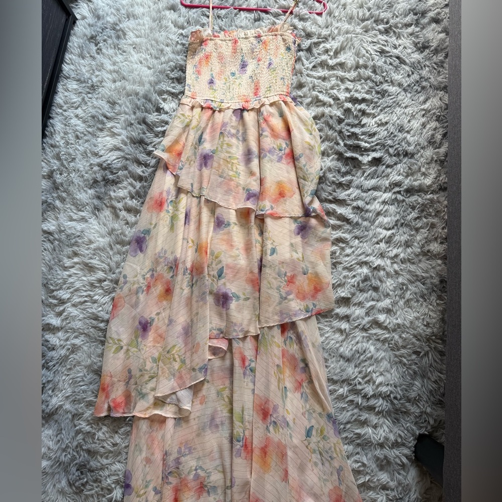 Elliatt Midi Dress in Cream with Floral Accents